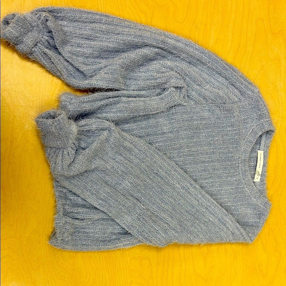 Altar'd State Blue Crew Neck Sweater with Ribbed Knit